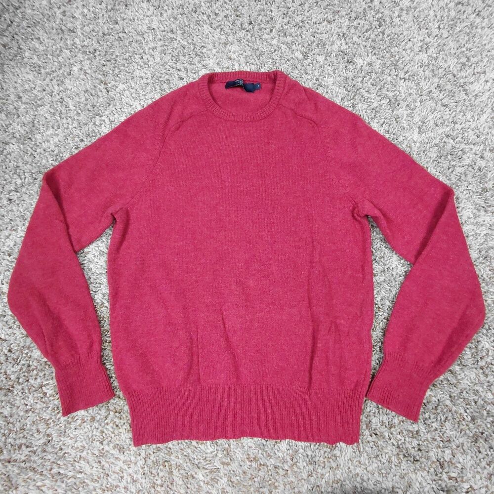 J. Crew Sweater Mens Small Red 100% Lambswool Crew Neck Knit Pullover Lambs Wool